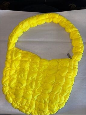 neon yellow quilted shoulder bag
